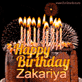 Chocolate Happy Birthday Cake for Zakariya (GIF)