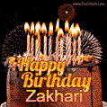 Chocolate Happy Birthday Cake for Zakhari (GIF)