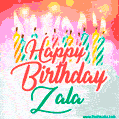 Happy Birthday GIF for Zala with Birthday Cake and Lit Candles