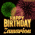 Wishing You A Happy Birthday, Zamarion! Best fireworks GIF animated greeting card.