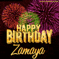 Wishing You A Happy Birthday, Zamaya! Best fireworks GIF animated greeting card.