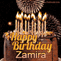 Chocolate Happy Birthday Cake for Zamira (GIF)