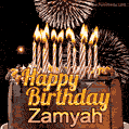 Chocolate Happy Birthday Cake for Zamyah (GIF)