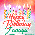 Happy Birthday GIF for Zanaya with Birthday Cake and Lit Candles