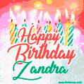 Happy Birthday GIF for Zandra with Birthday Cake and Lit Candles