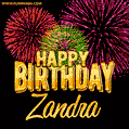 Wishing You A Happy Birthday, Zandra! Best fireworks GIF animated greeting card.