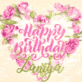 Pink rose heart shaped bouquet - Happy Birthday Card for Zaniya