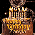 Chocolate Happy Birthday Cake for Zanyla (GIF)