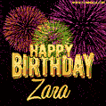 Wishing You A Happy Birthday, Zara! Best fireworks GIF animated greeting card.