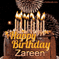 Chocolate Happy Birthday Cake for Zareen (GIF)