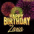 Wishing You A Happy Birthday, Zaria! Best fireworks GIF animated greeting card.