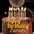 Chocolate Happy Birthday Cake for Zariah (GIF)