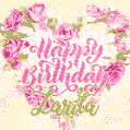 Pink rose heart shaped bouquet - Happy Birthday Card for Zarita