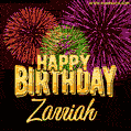Wishing You A Happy Birthday, Zarriah! Best fireworks GIF animated greeting card.
