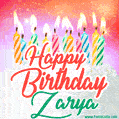 Happy Birthday GIF for Zarya with Birthday Cake and Lit Candles