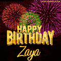 Wishing You A Happy Birthday, Zaya! Best fireworks GIF animated greeting card.