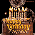 Chocolate Happy Birthday Cake for Zayana (GIF)