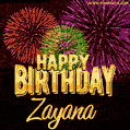 Wishing You A Happy Birthday, Zayana! Best fireworks GIF animated greeting card.