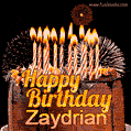 Chocolate Happy Birthday Cake for Zaydrian (GIF)