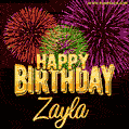 Wishing You A Happy Birthday, Zayla! Best fireworks GIF animated greeting card.