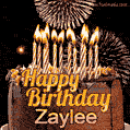 Chocolate Happy Birthday Cake for Zaylee (GIF)