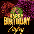 Wishing You A Happy Birthday, Zayley! Best fireworks GIF animated greeting card.