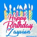 Happy Birthday GIF for Zayvion with Birthday Cake and Lit Candles