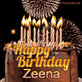 Chocolate Happy Birthday Cake for Zeena (GIF)