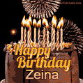 Chocolate Happy Birthday Cake for Zeina (GIF)