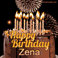 Chocolate Happy Birthday Cake for Zena (GIF)