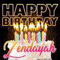 Zendayah - Animated Happy Birthday Cake GIF Image for WhatsApp