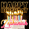 Zephaniah - Animated Happy Birthday Cake GIF Image for WhatsApp