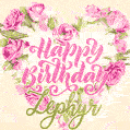 Pink rose heart shaped bouquet - Happy Birthday Card for Zephyr