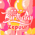 Happy Birthday Zepour - Colorful Animated Floating Balloons Birthday Card