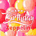 Happy Birthday Zeppelin - Colorful Animated Floating Balloons Birthday Card