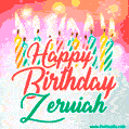 Happy Birthday GIF for Zeruiah with Birthday Cake and Lit Candles