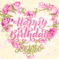 Pink rose heart shaped bouquet - Happy Birthday Card for Zesiro