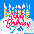 Happy Birthday GIF for Zeth with Birthday Cake and Lit Candles