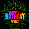 New Bursting with Colors Happy Birthday Zeus GIF and Video with Music