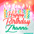 Happy Birthday GIF for Zhanna with Birthday Cake and Lit Candles
