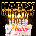 Zhara - Animated Happy Birthday Cake GIF Image for WhatsApp