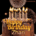 Chocolate Happy Birthday Cake for Zhari (GIF)