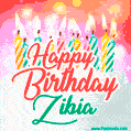 Happy Birthday GIF for Zibia with Birthday Cake and Lit Candles