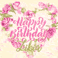 Pink rose heart shaped bouquet - Happy Birthday Card for Zibia