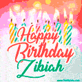 Happy Birthday GIF for Zibiah with Birthday Cake and Lit Candles