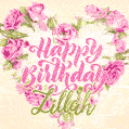 Pink rose heart shaped bouquet - Happy Birthday Card for Zillah