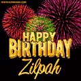 Wishing You A Happy Birthday, Zilpah! Best fireworks GIF animated greeting card.