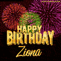 Wishing You A Happy Birthday, Ziona! Best fireworks GIF animated greeting card.