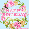 Beautiful Birthday Flowers Card for Zipporah with Animated Butterflies