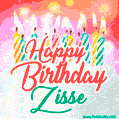Happy Birthday GIF for Zisse with Birthday Cake and Lit Candles